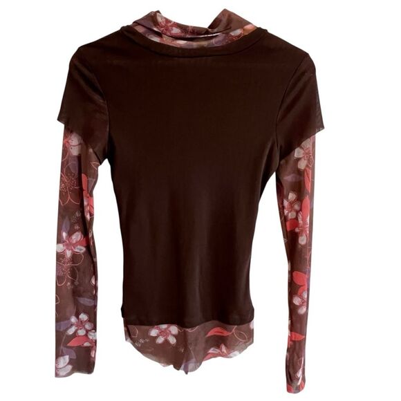 Vintage Y2K Sweet Pea Floral Faux Layered Mesh Top Size S Fairy Elena Gilbert - Picture 2 of 5